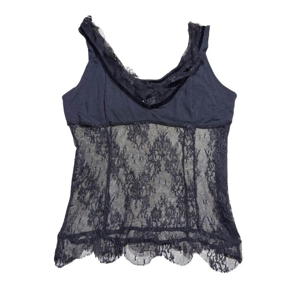 Imperial Black Lace Camisole Sheer Floral V-Neck Sleeveless Top